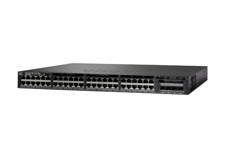 Cisco Catalyst 3650-48PS-L Network Switch, 48 Gigabit Ethernet (GbE) PoE+ Ports, four 1 G Uplinks, 640WAC Power Supply, 1 RU, LAN Base Feature Set, Enhanced Limited Lifetime Warranty (WS-C3650-48PS-L)