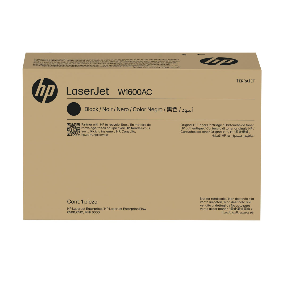 HP W1600AC/160A Toner cartridge Contract, 10.5K pages ISO/IEC 19752 for HP LJ E X 60357/6501