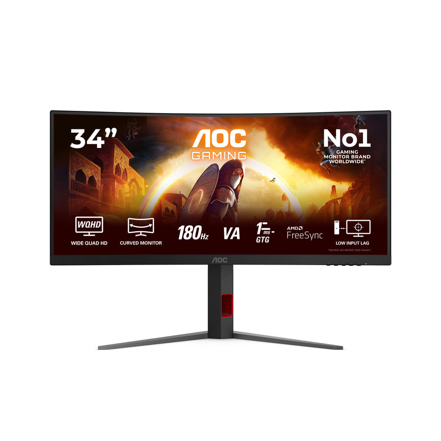 AOC G4 CU34G4P computer monitor 86.4 cm (34") 3440 x 1440 pixels UltraWide Quad HD LCD Black, Red