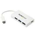 StarTech.com 4 Port USB C Hub with 1x USB-C & 3x USB-A Ports (SuperSpeed 5Gbps) - USB Bus Powered - Portable/Laptop USB 3.0 Adapter Hub - USB 3.2 Gen 1 Type-C Hub - White - TAA