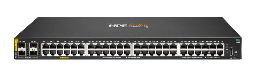 HPE Aruba Networking CX 6000 48p 10M/100M/1G Class4 PoE 4p SFP 1G 370W Switch