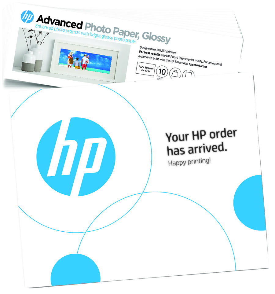 HP Advanced Photo Paper Glossy 65 lb 4 x 12 in. (101 x 305 mm) 10 sheets