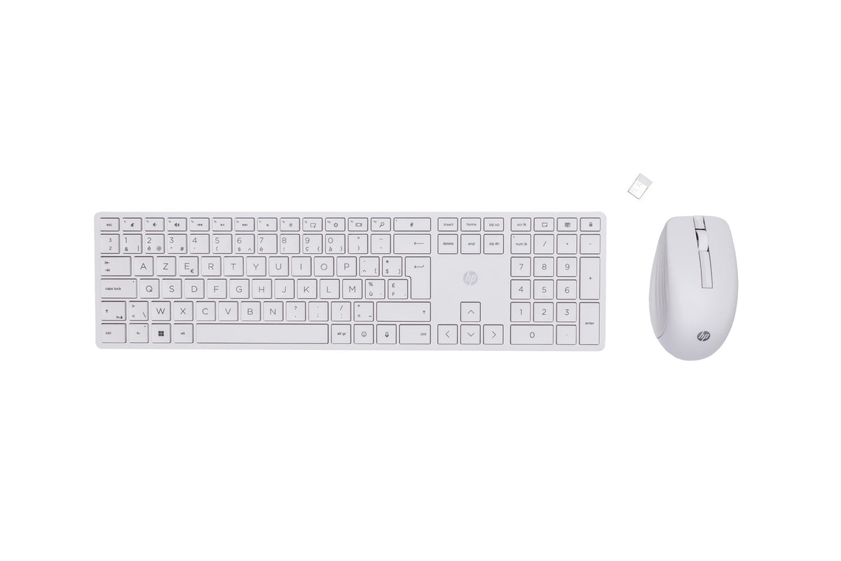 HP 650 Wireless and Mouse Combo keyboard Mouse included Home RF Wireless AZERTY Belgian White