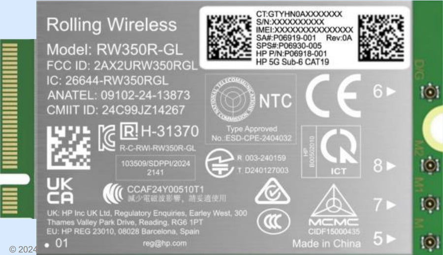 HP 5G Sub-6 WWAN interface cards/adapter Internal