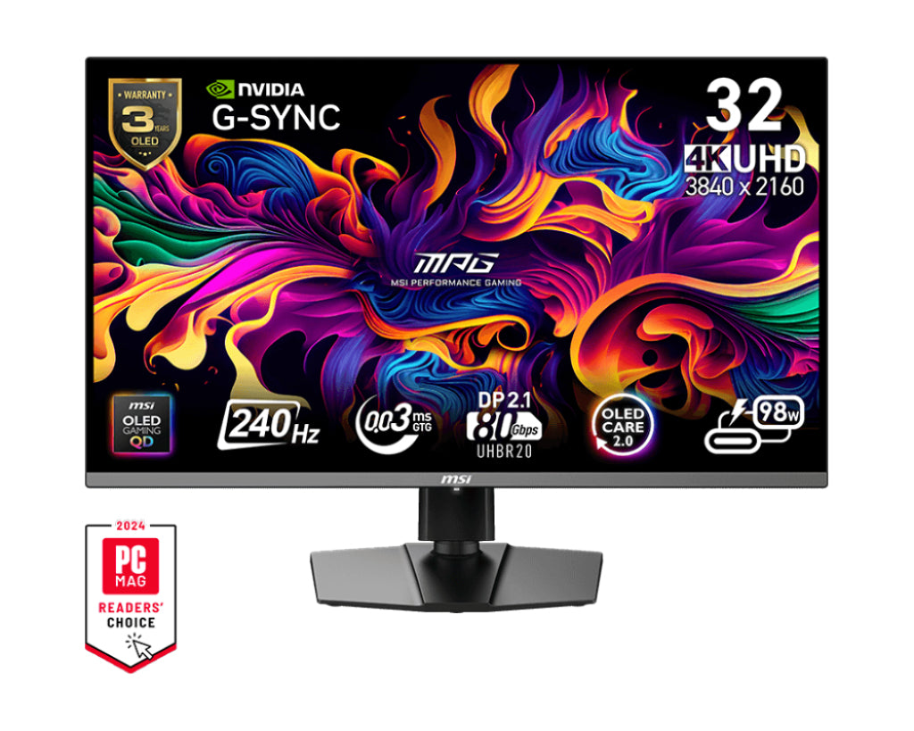 MSI MPG 322URX QD-OLED computer monitor 80 cm (31.5") 3840 x 2160 pixels 4K Ultra HD Black