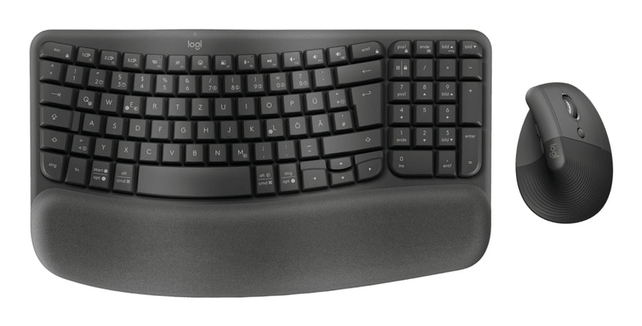 Logitech Wave Keys and Lift Combo keyboard Mouse included Universal Bluetooth QWERTZ German Graphite