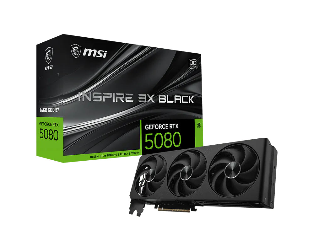 MSI GeForce RTX 5080 16G INSPIRE 3X OC BLACK NVIDIA 16 GB GDDR7