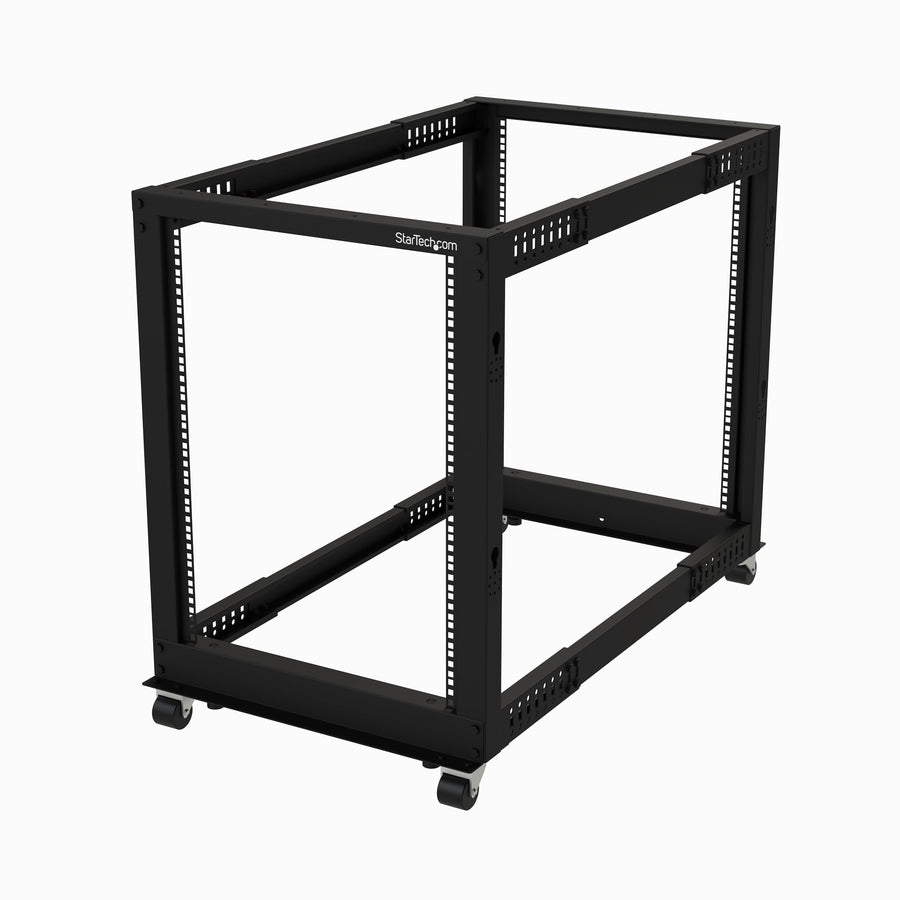 StarTech.com 15U 4-Post Server Rack, 19in Open Frame Rack with 40in (101cm) Mounting Depth and 1200lb (544kg) Weight Capacity, Mobile or Floor Mount IT Rack