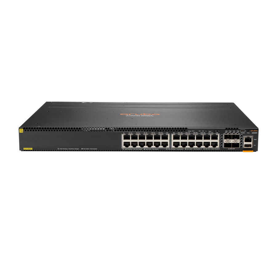 HPE Aruba 6300M 24-port 1GbE Class 4 PoE & 4-port SFP56 Managed L3 Gigabit Ethernet (10/100/1000) Power over Ethernet (PoE) 1U