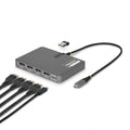StarTech.com USB-C to Quad-Monitor Workstation Adapter, 4K 60Hz DisplayPort, 140W PD Passthrough for Laptop Charging, USB Port for Wireless Keyboard / Mouse, TAA
