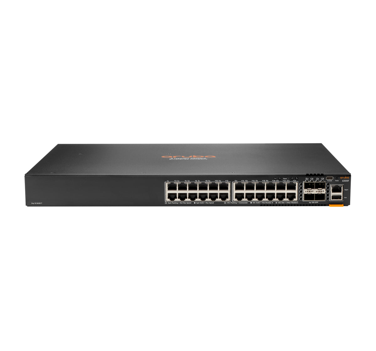 HPE Aruba Networking Aruba 6200F 24G Class4 PoE 4SFP+ 370W Managed L3 Gigabit Ethernet (10/100/1000) Power over Ethernet (PoE) 1U Black