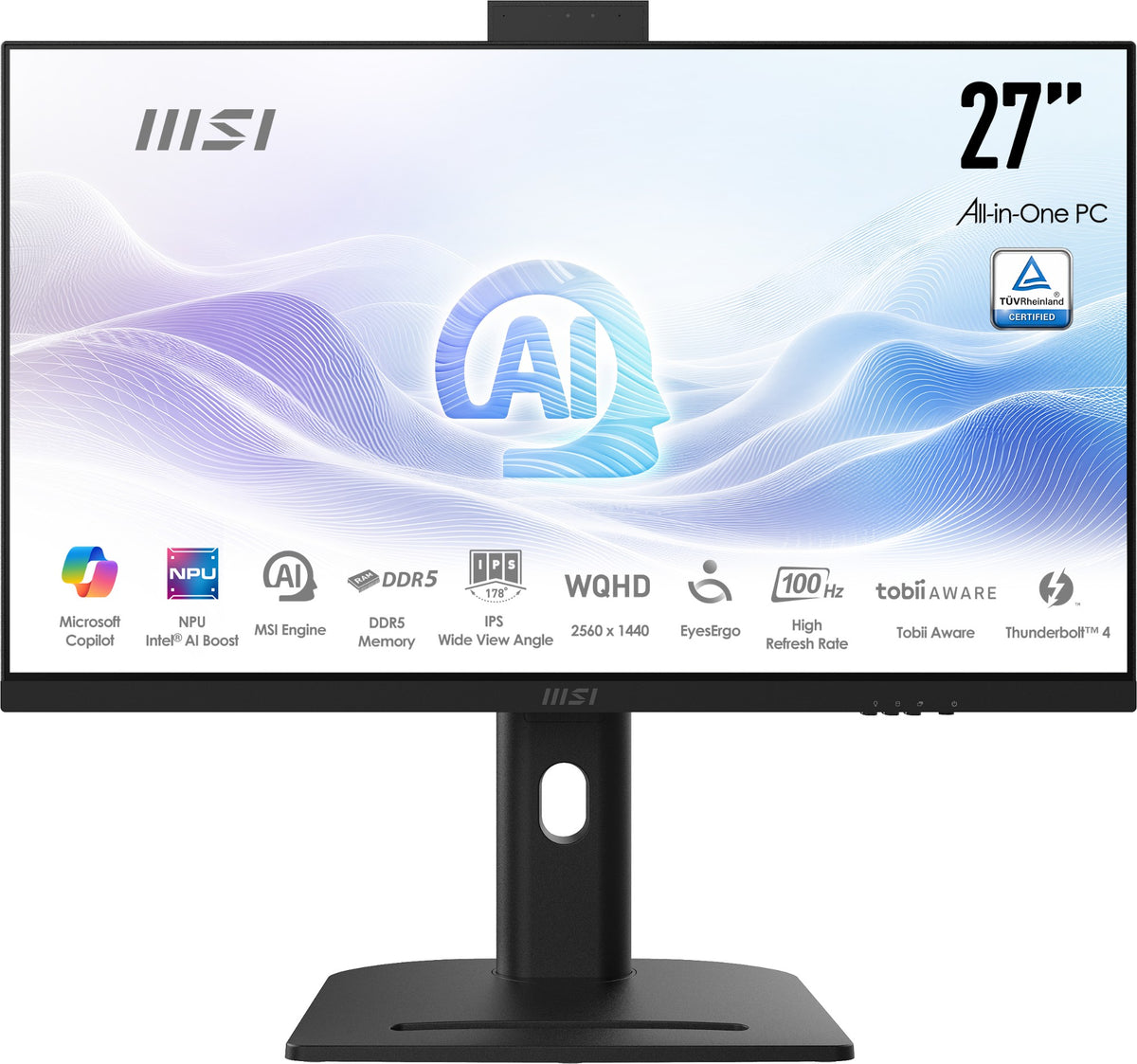 MSI Modern AM273QP AI 1UM-061EU Intel Core Ultra 5 125H 68.6 cm (27") 2560 x 1440 pixels All-in-One PC 16 GB DDR5-SDRAM 1 TB SSD Windows 11 Home Wi-Fi 6E (802.11ax) Black