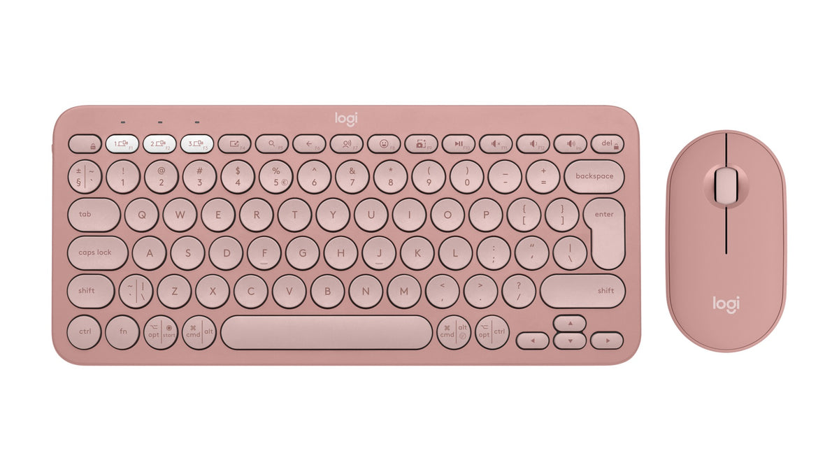 Logitech Pebble 2 Combo keyboard Mouse included Universal RF Wireless + Bluetooth QWERTY US International Pink