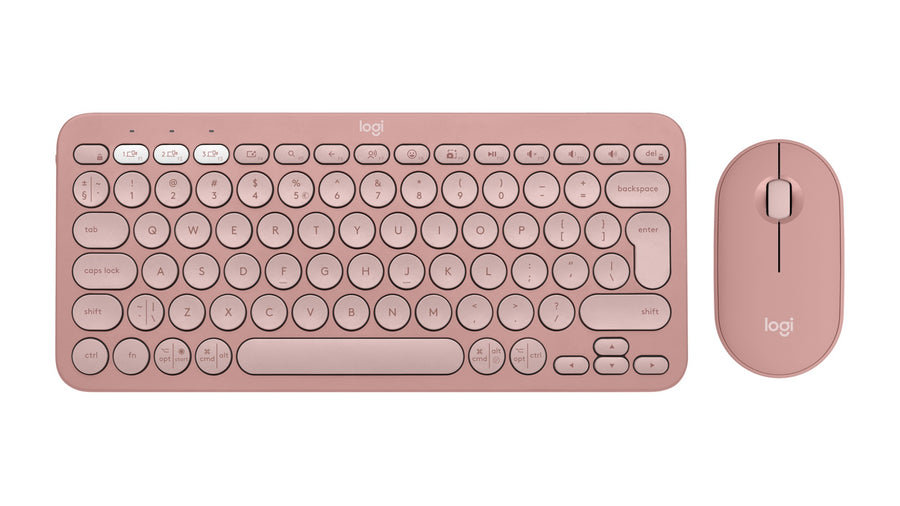 Logitech Pebble 2 Combo keyboard Mouse included Universal RF Wireless + Bluetooth QWERTY US International Pink