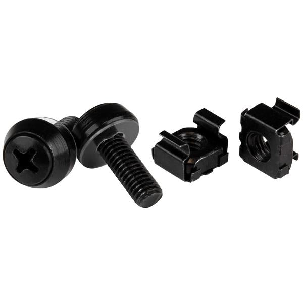StarTech.com 50-Pack M6 12mm Screws, Square Hole Cage Nuts and Installation Tool, Hardware Mounting Kit for 19" or 10" Server Racks, Cabinets and Enclosures, Black - TAA