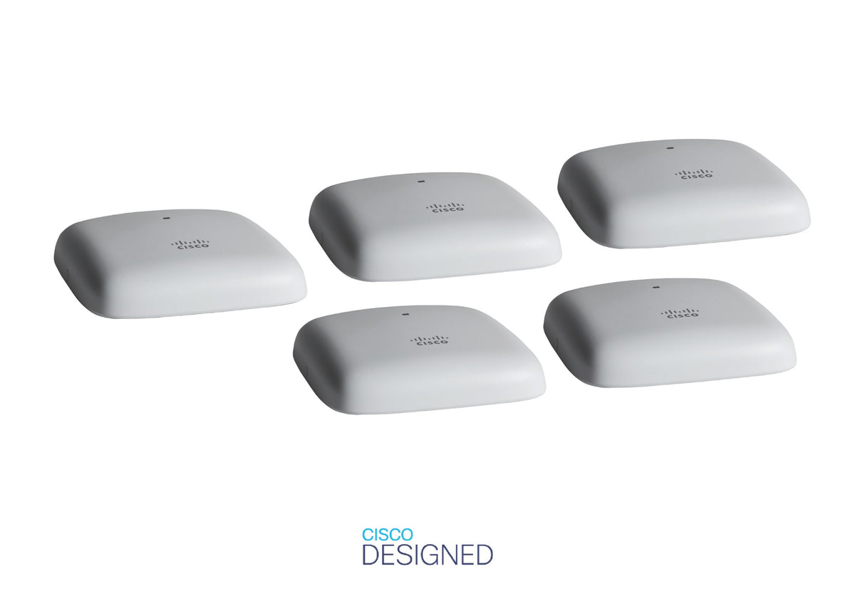 Cisco Business 140AC 802.11ac 2x2 Wave 2 Access Point 1 GbE Port - Ceiling Mount - 5 Pack Bundle, Limited Lifetime Protection (5-CBW140AC-E)