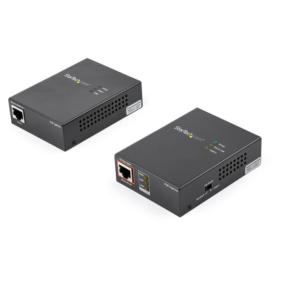 StarTech.com 1 Port Gigabit PoE Injector & Splitter Kit - 60W High Power over Ethernet Injector 100m/12-24V DC Splitter 802.3bt Midspan Single Port Ultra PoE LAN/RJ45 Security/Monitoring
