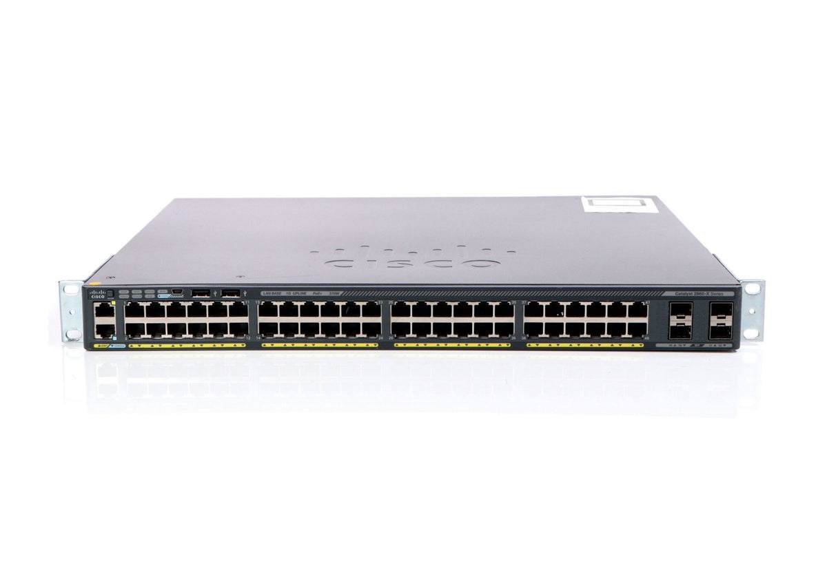 Cisco Small Business Catalyst 2960X-48LPS-L Network Switch, 48 Gigabit Ethernet Ports, 370W PoE Budget, four 1 G SFP Uplink Ports, Enhanced Limited Lifetime Warranty (WS-C2960X-48LPS-L)