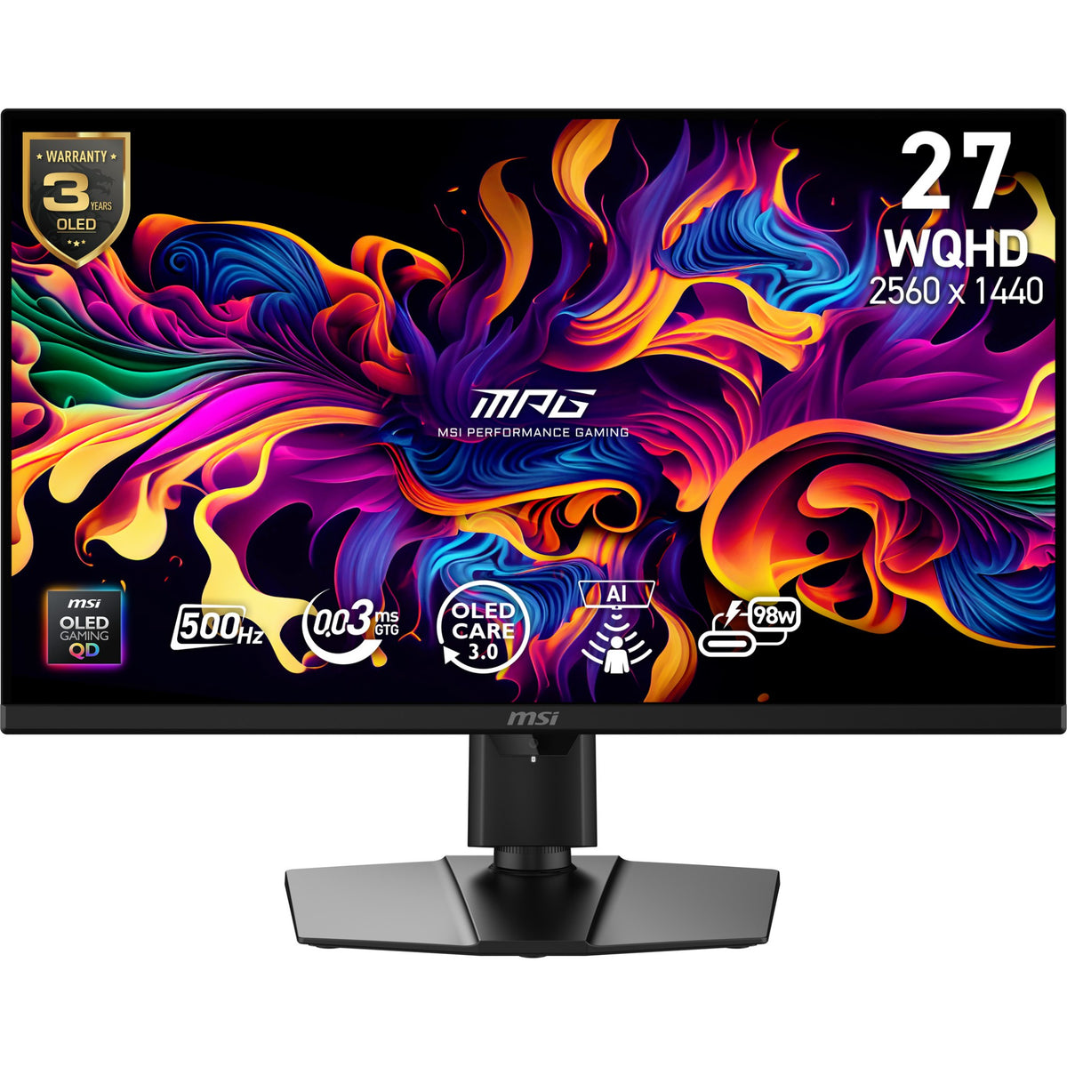 MSI MPG 271QR QD-OLED X50 computer monitor 67.3 cm (26.5") 2560 x 1440 pixels Wide Quad HD Black