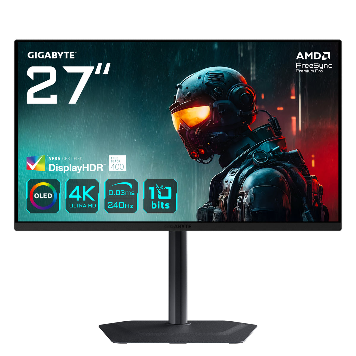 GIGABYTE MO27U2 OLED 4K UHD Gaming Monitor - 3840 x 2160, 240Hz, 0.03ms, 1000 cd/m�, Display HDR True Black 400, HDMI 2.1, Displayport 1.4